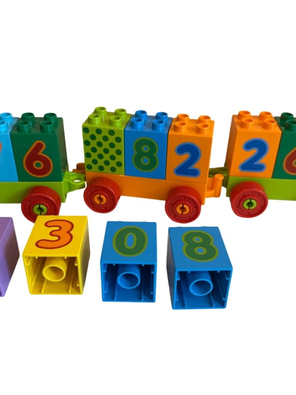 LEGO Duplo Lot Train Cars With Number Blocks 2x2 Building Preschool Toys